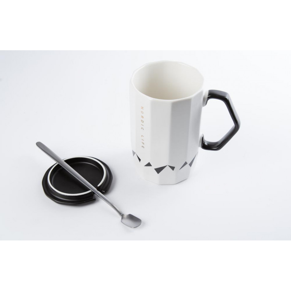 Cup with a spoon Nordic Life, 400ml, H-12.5cm, D-8cm