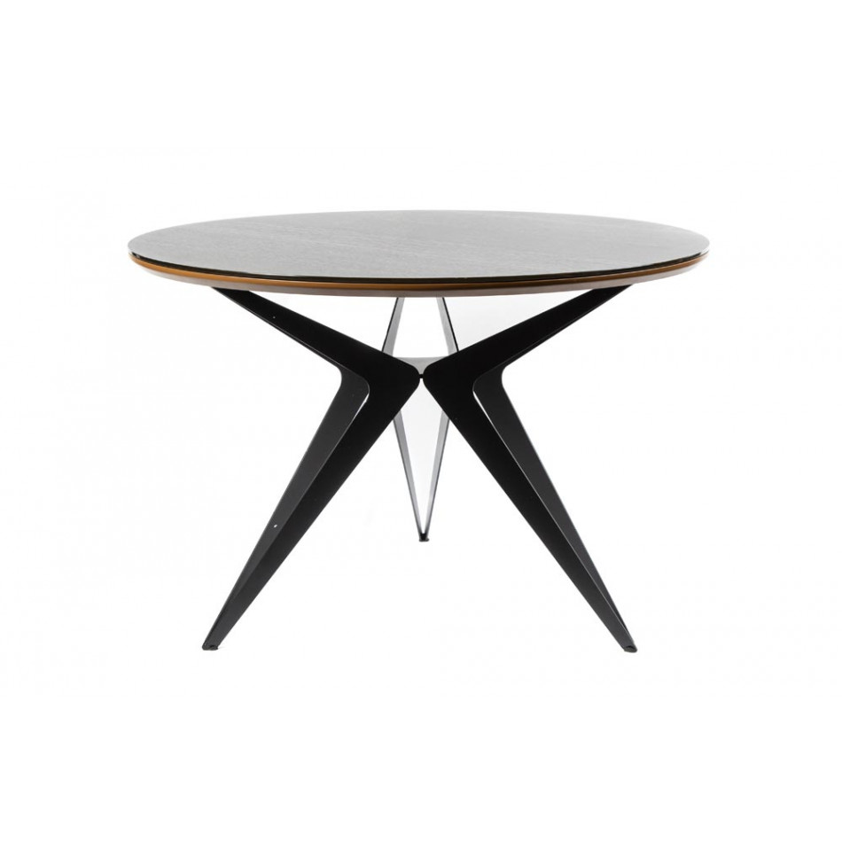 Coffee table Strodi, black, glass top, D70cm, H48cm