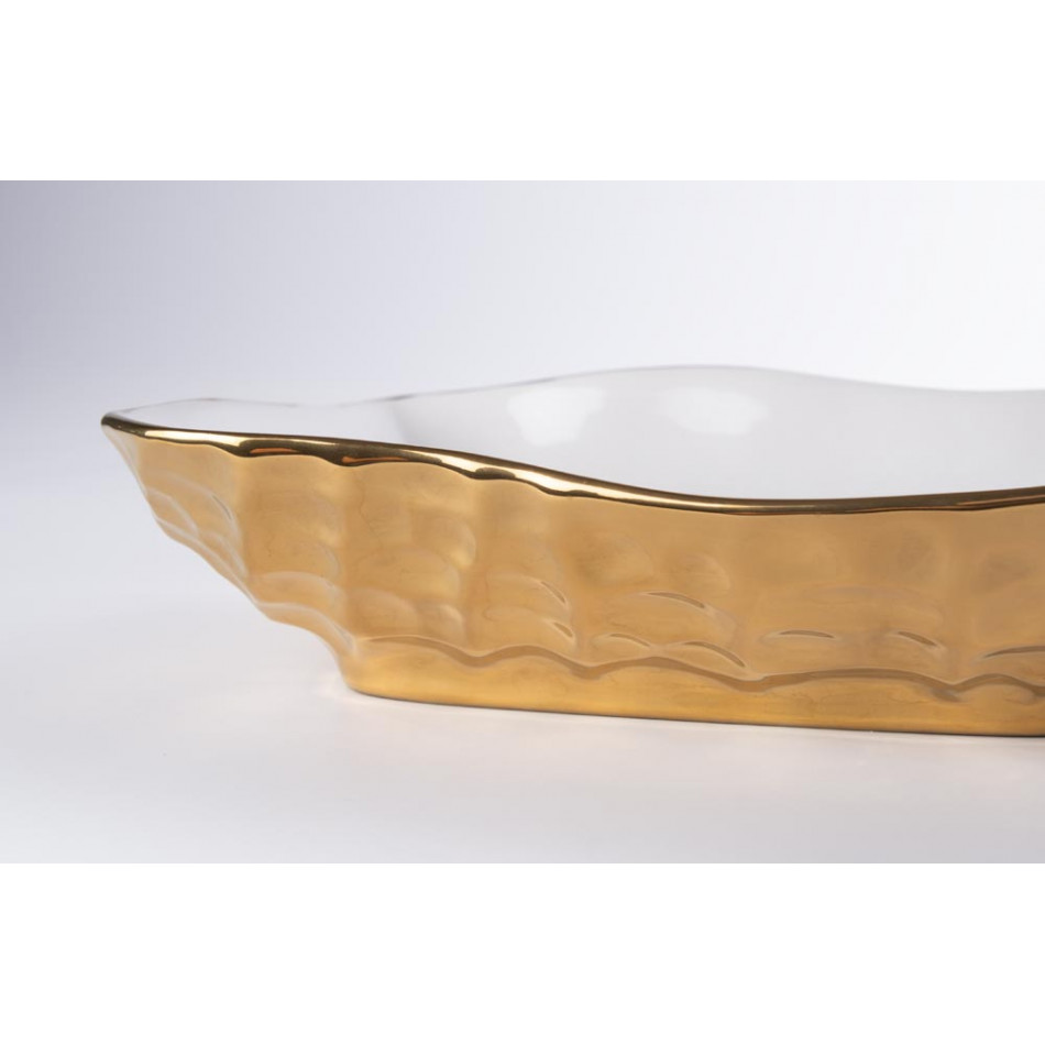 Decorative bowl Waila, white/gold, 30x15.5x4.5cm