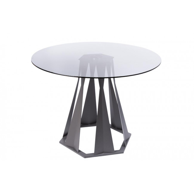 Обеденный стол Odense, серый стеклянный верх, D100 H75см