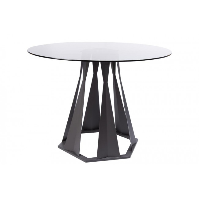 Dining table Odense, grey glass top, D100 H75cm