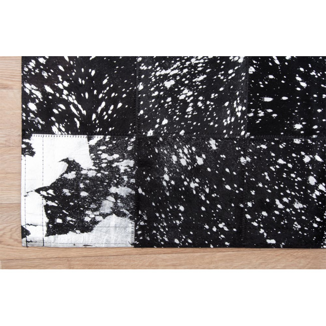 Кожаный ковер черный / серебристый, 140x200см