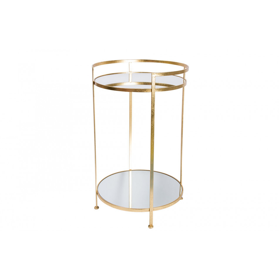Metal table Barge L, mirror top, golden, D44x71cm