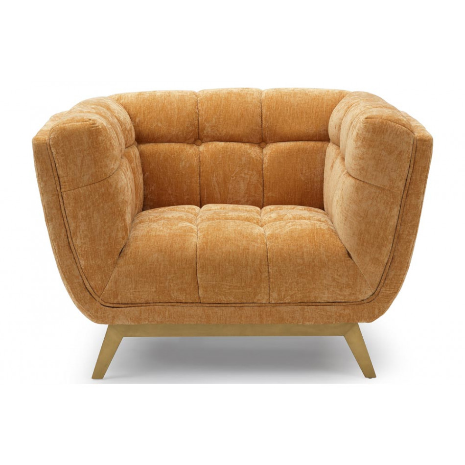 Club chair Haris, golden, velvet, 110x89x74cm, seat height 43cm