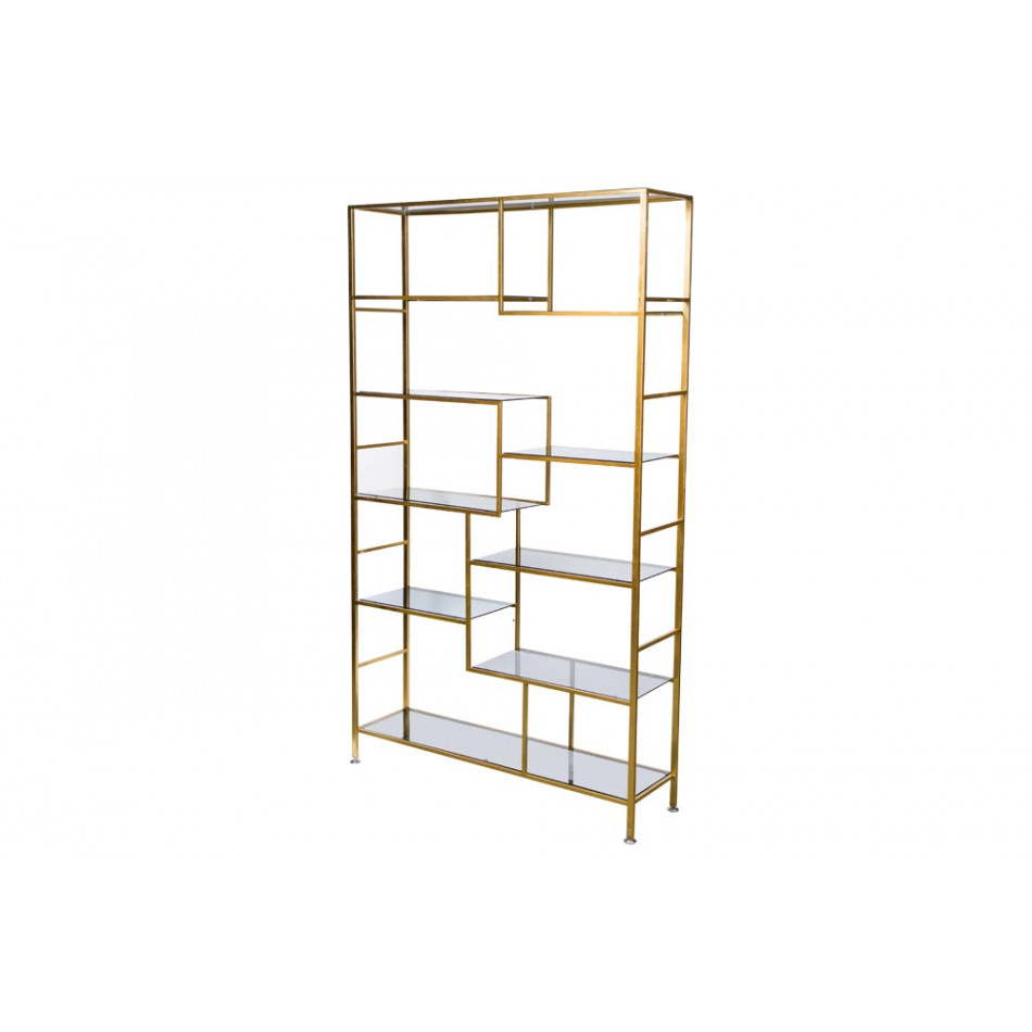 Metal shelf Belinda, golden, 195x115x30cm