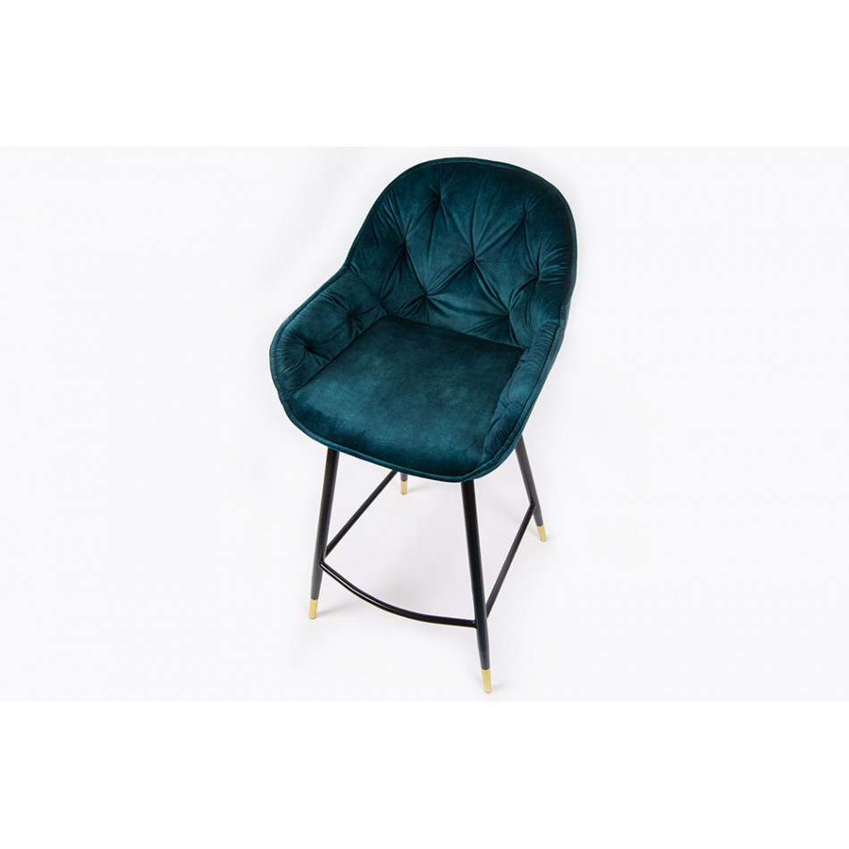 Bar chair Salorino, velvet, sea blue tone, 96x48x54cm, seat height 62cm
