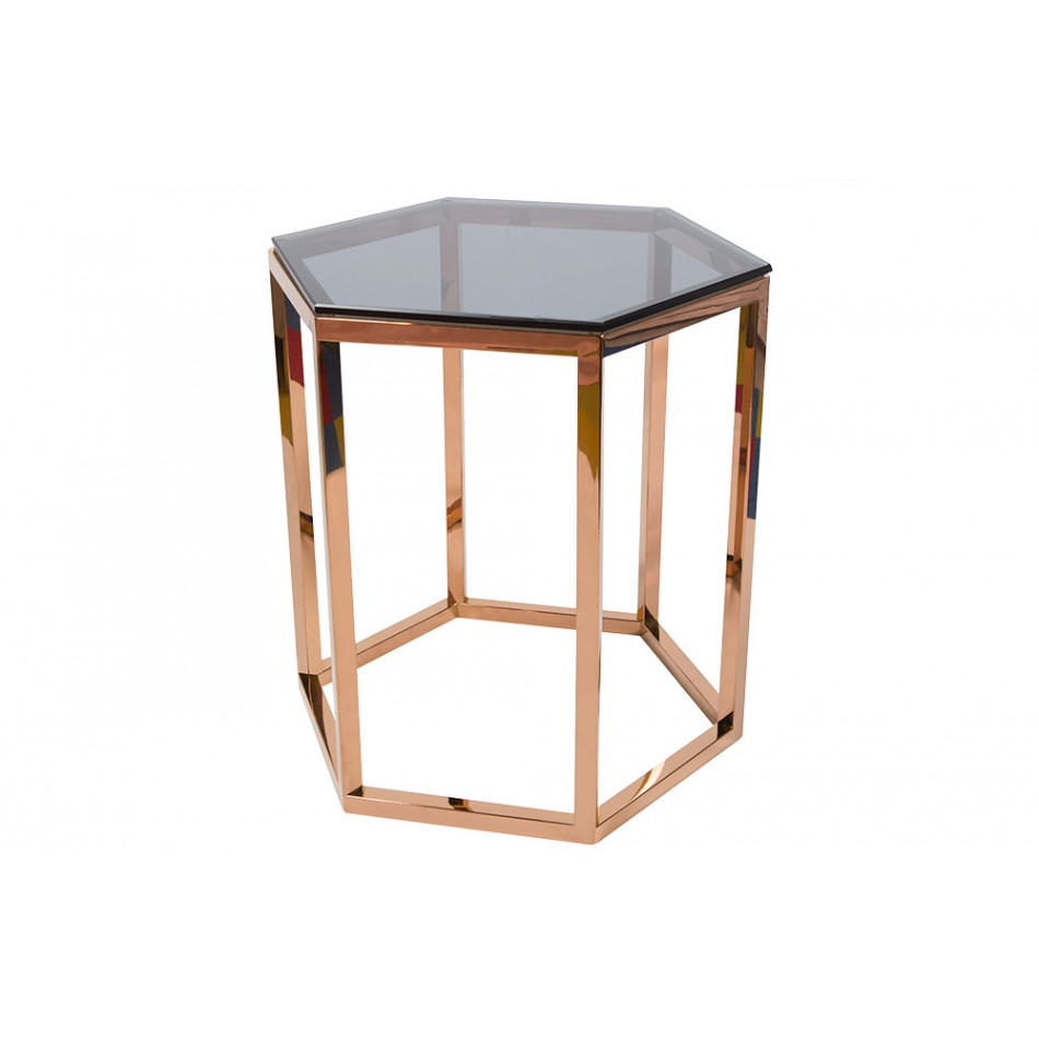 Side table Edsberg, toned glass/rose gold, 49x42x50.5cm