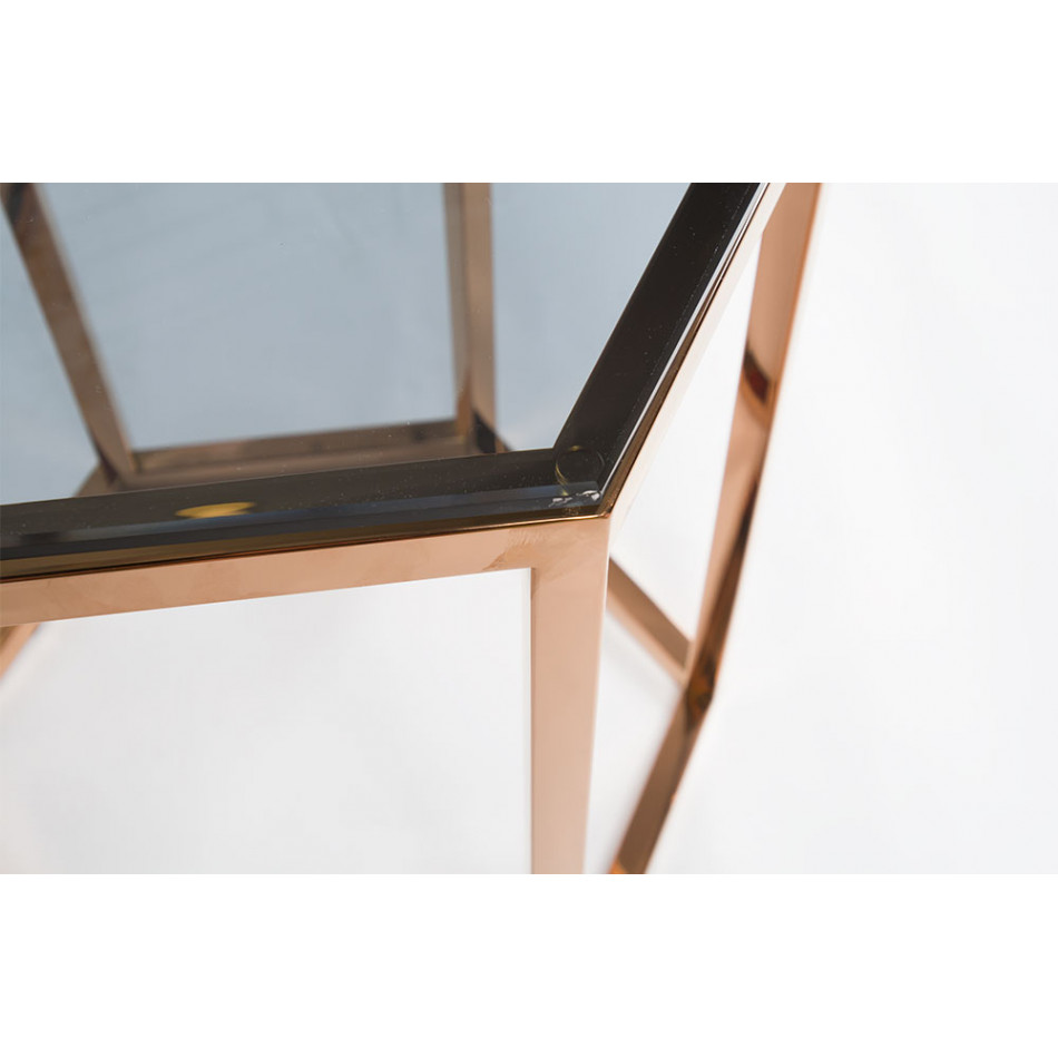 Side table Edsberg, toned glass/rose gold, 49x42x50.5cm