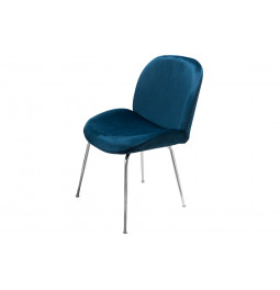 Обеденный стул Troja, цвет синий, бархат, 58x46x88cm, высота сиденья 47cm
