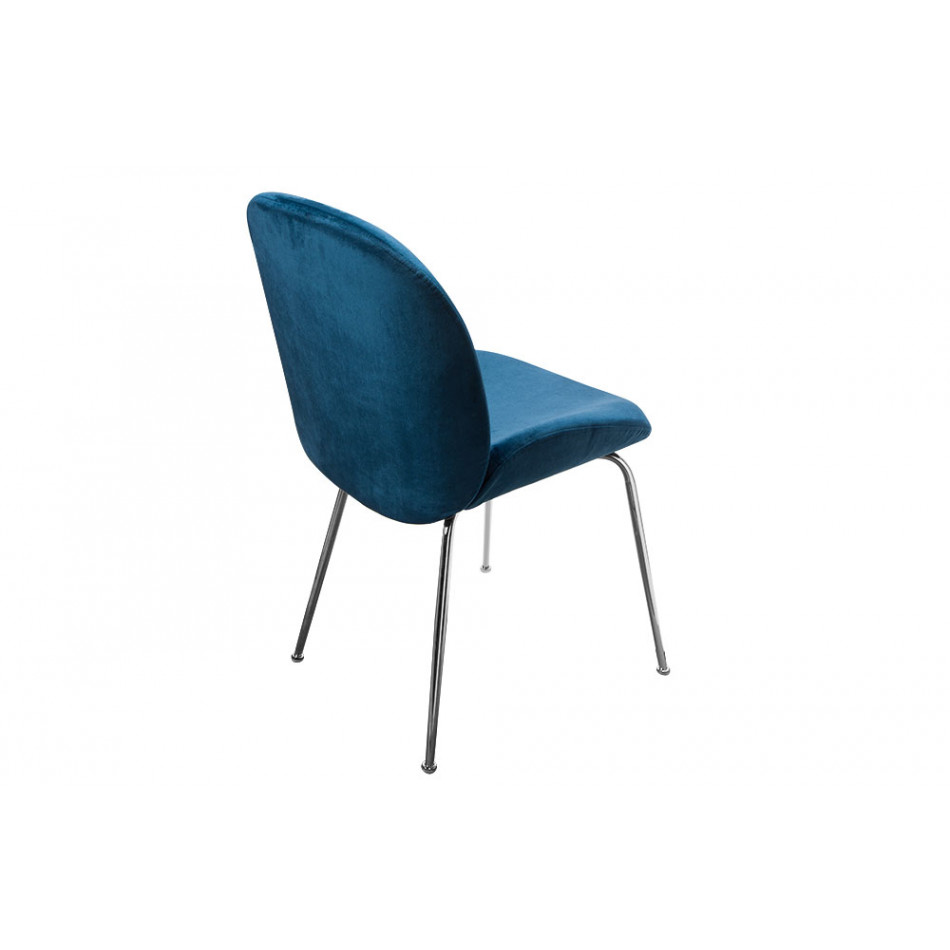 Dining chair Troja, blue colour, velvet, 58x46x88cm, seat height 47cm