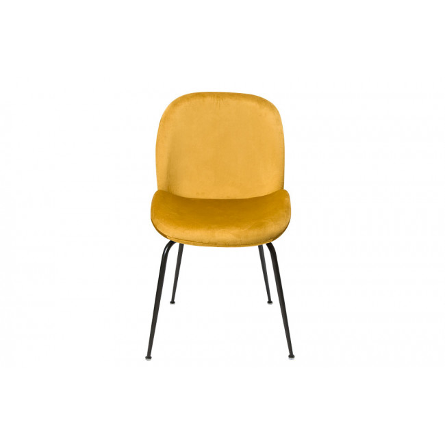 Dining chair Troja, mustard colour, velvet, 58x46x88cm, seat height 47cm
