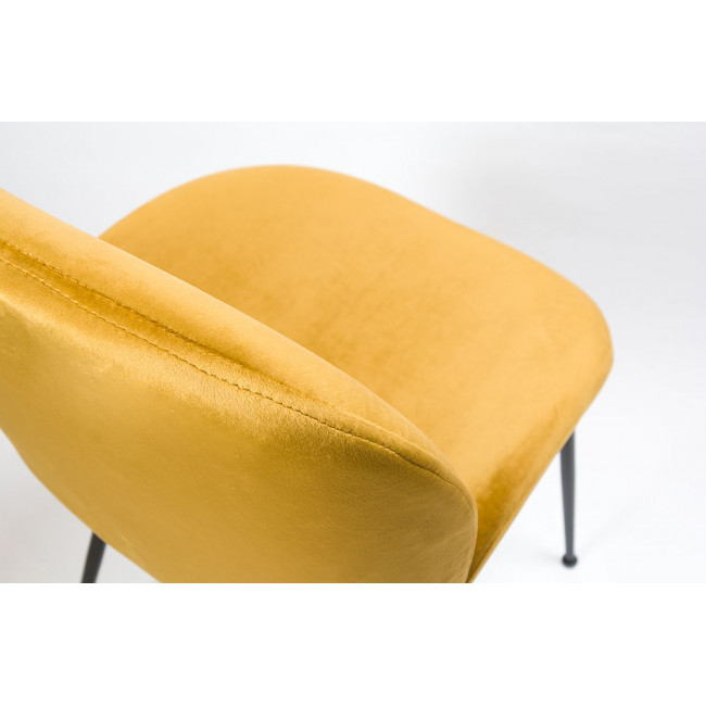 Dining chair Troja, mustard colour, velvet, 58x46x88cm, seat height 47cm