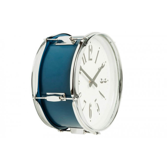 Wall clock Drum Blue, d34cm