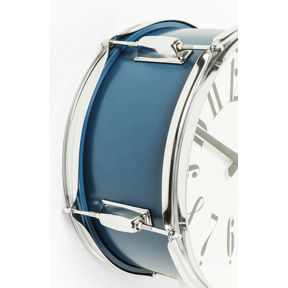 Wall clock Drum Blue, d34cm