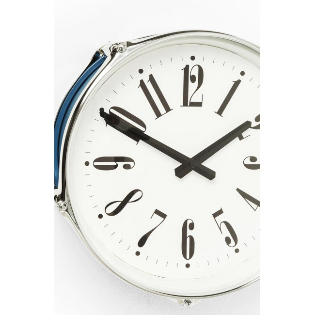 Wall clock Drum Blue, d34cm