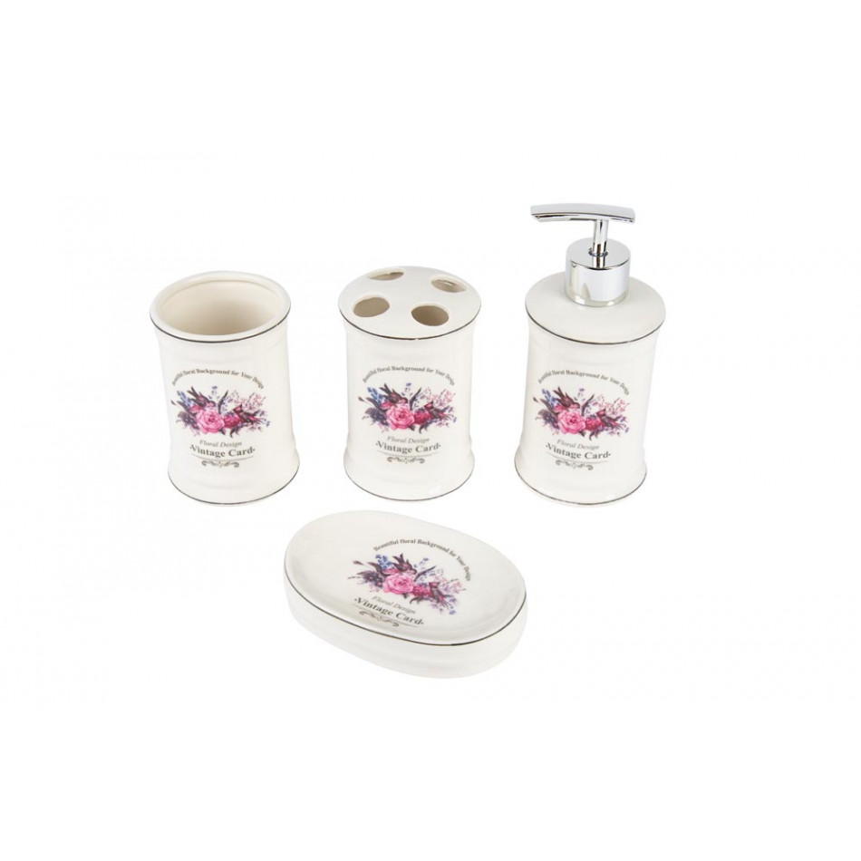 Porcelain bathroom set Flowers, 4 items in set