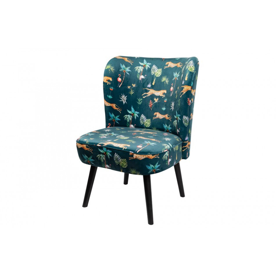 Chair velvet Jungle Print, 62x61x87cm