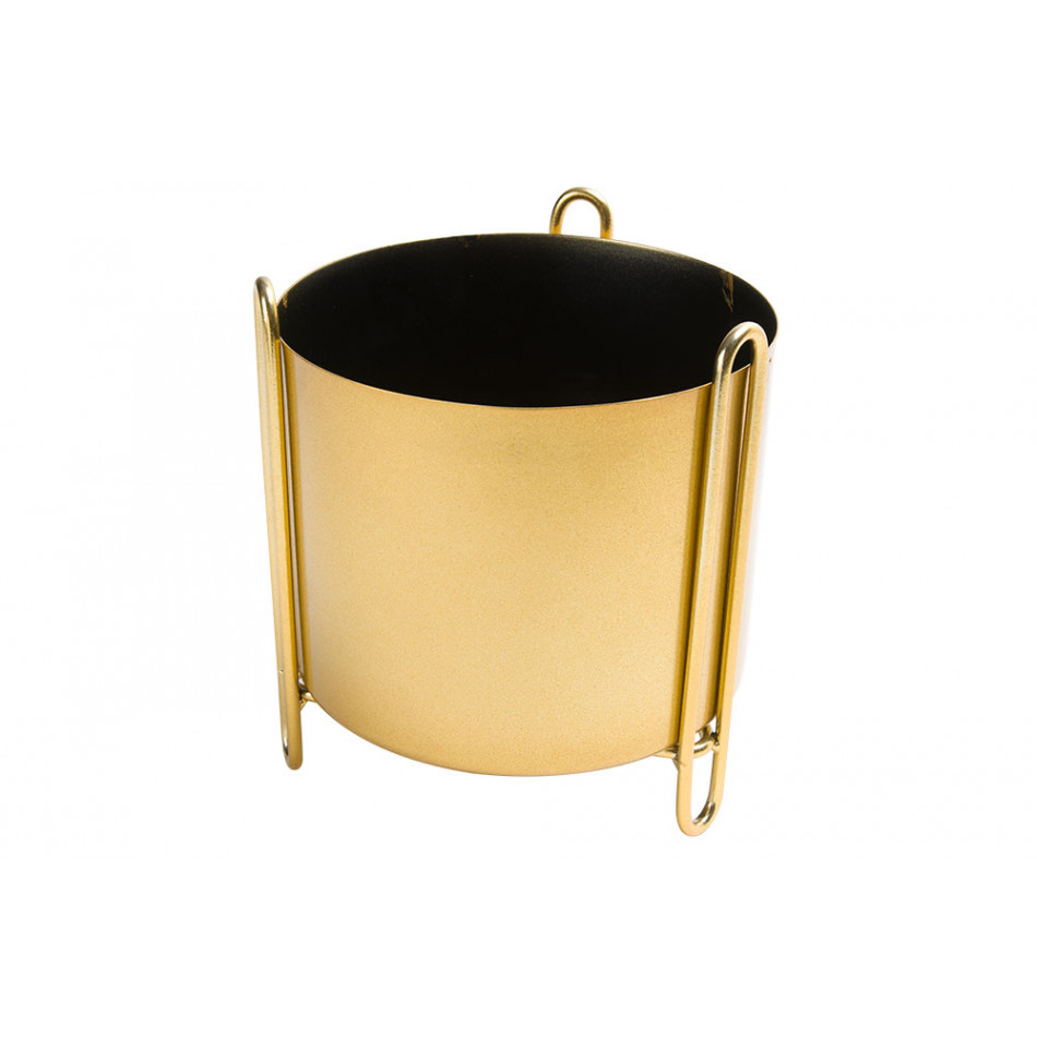 Flower pot, metal, gold colour, D18x20cm