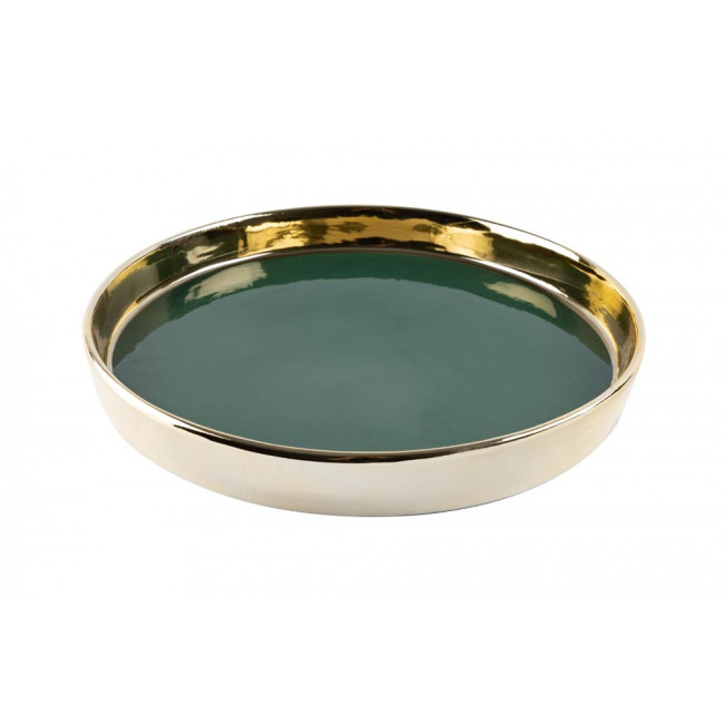 Decoration plate, gold/green, D29x4cm