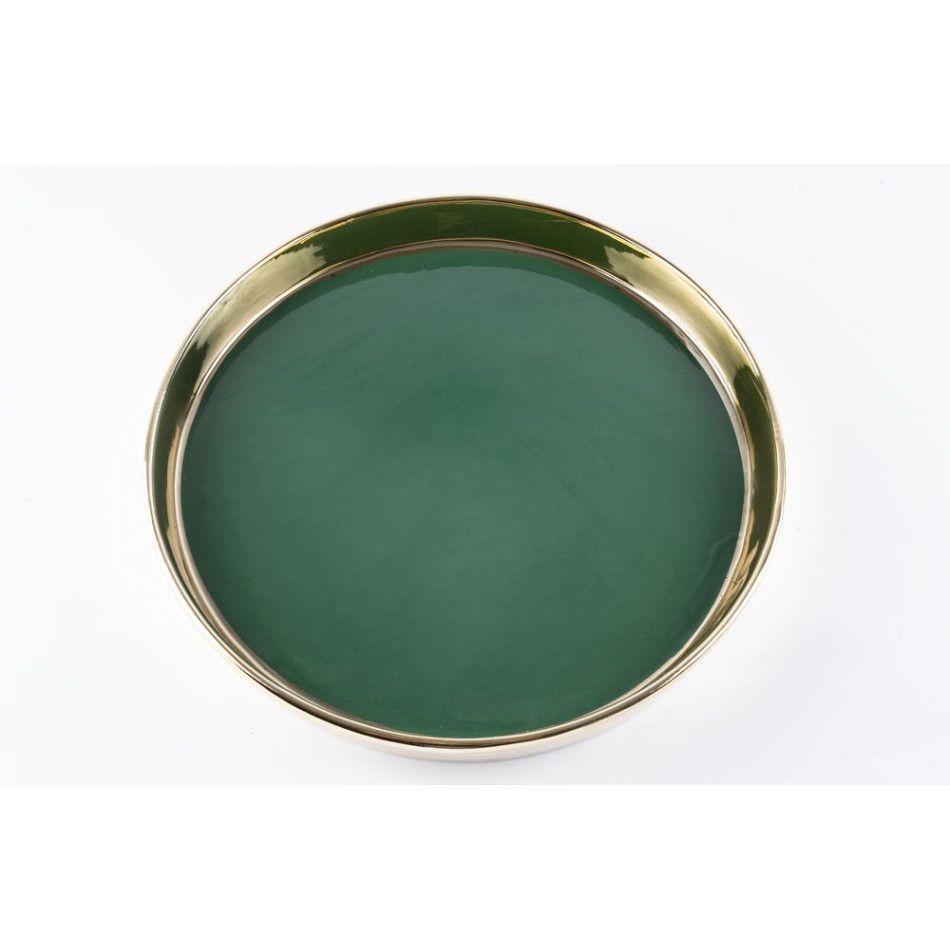 Декоративная тарелка, золото / зеленый, D29x4см