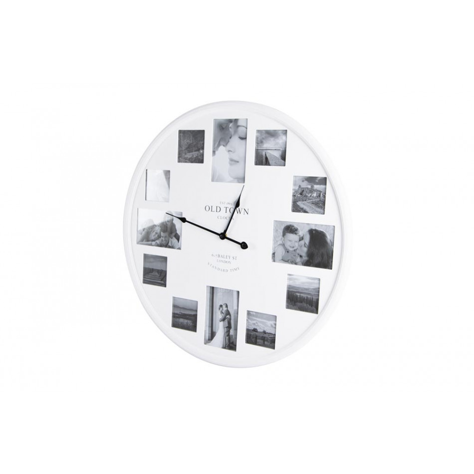 Настенные часы, белые, для 8 фото 7.5x7.5cm/для 4 фото 9x14cm, D60см