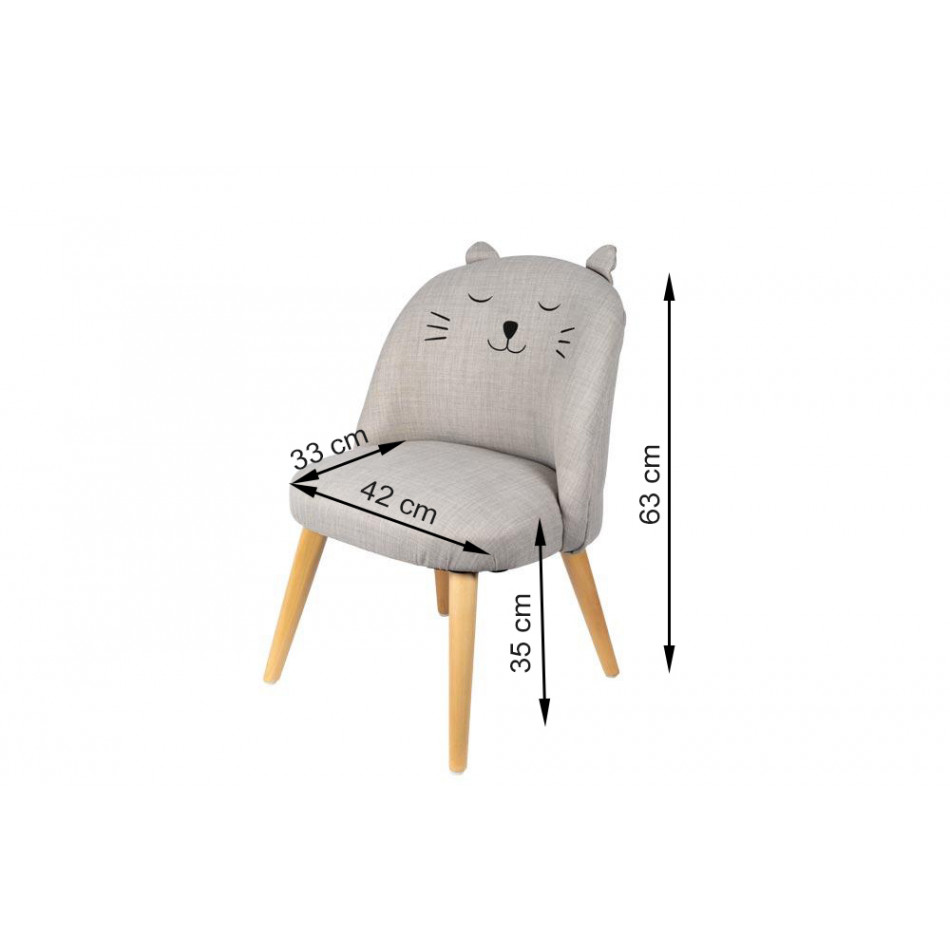 Kids chair Catys, grey, 49x48x53cm, seat height 35cm