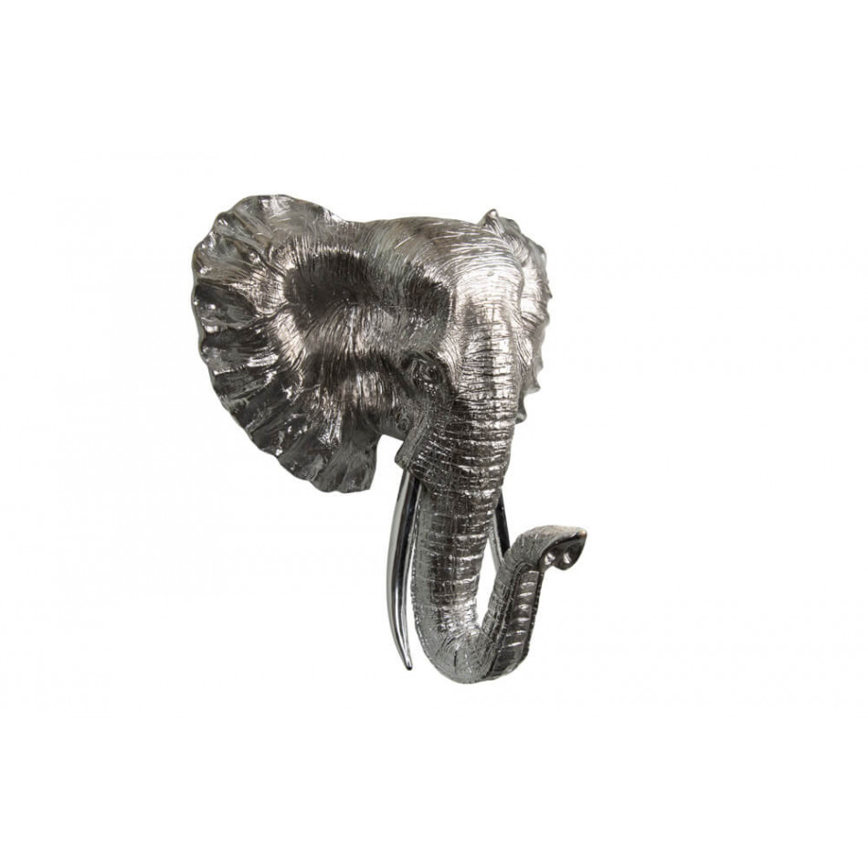 Wall decor Elephant head, silver color, H43x41x23cm