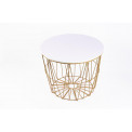 Table with storage space M, wood/metal, golden/white, H34.5, D43cm