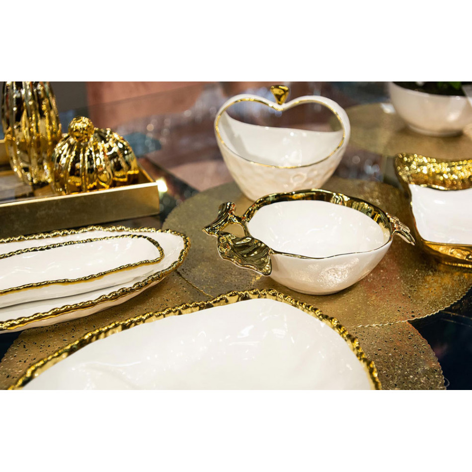 Decorative bowl  Walta, white/gold, 22.5x16.5x8cm