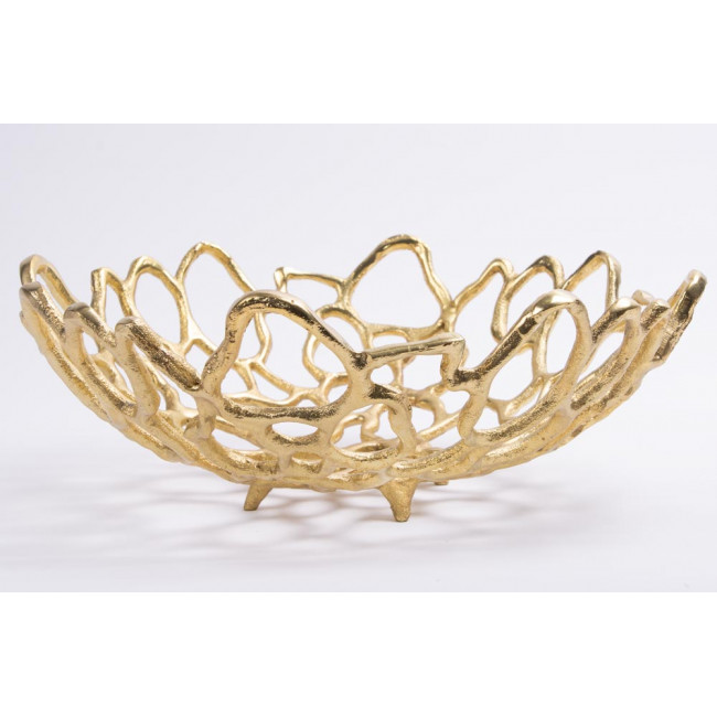 Декоративная круглая чаша Crown, золотистая, 30x10см
