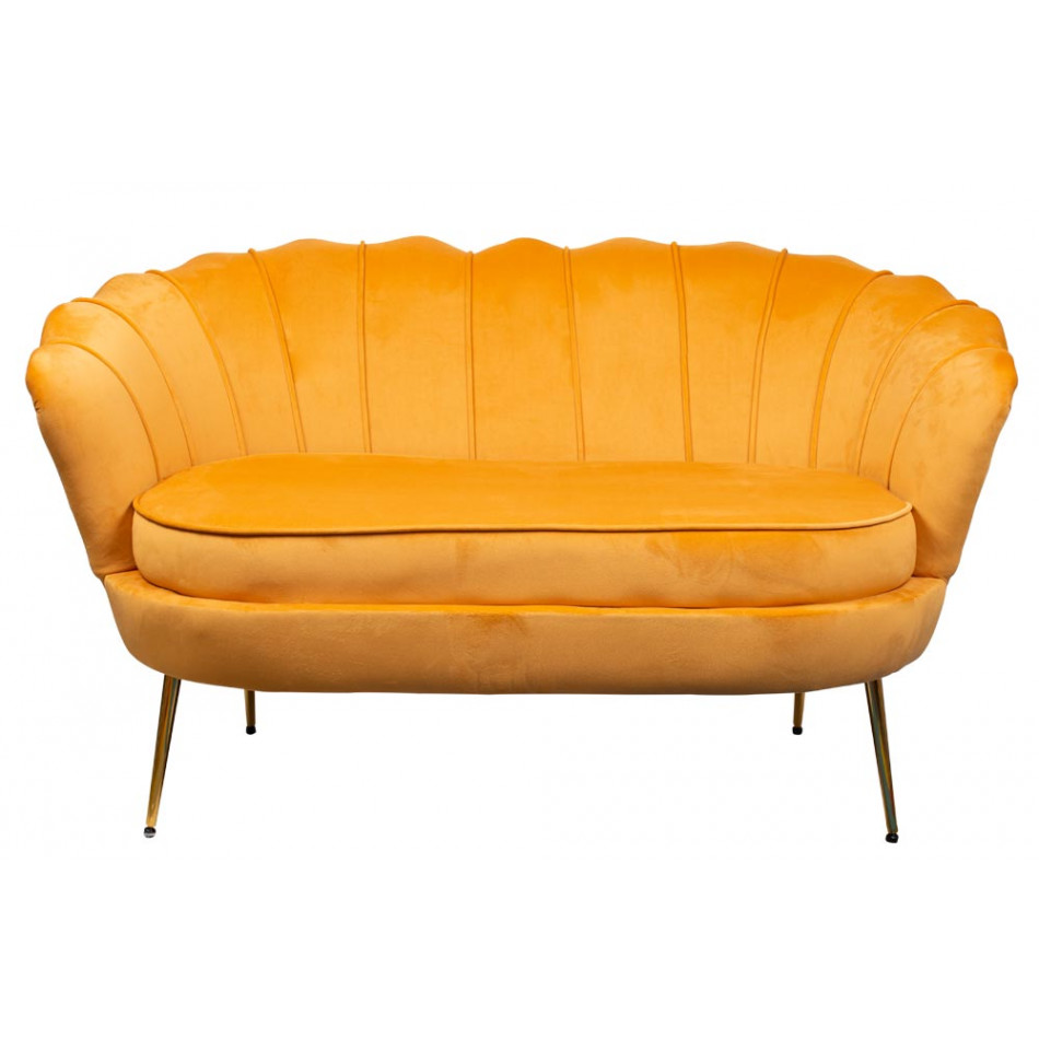Sofa Amorinito 2-seat, golden colour, velvet,  130x80x52cm, seat height 44cm