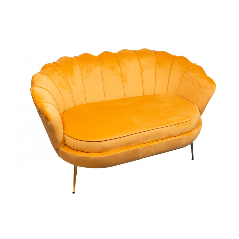 Sofa Amorinito 2-seat, golden colour, velvet,  130x80x52cm, seat height 44cm