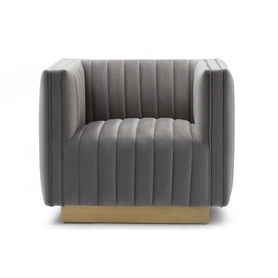 Club chair Hagen, grey, velvet, 90x88x71cm, seat height 45cm
