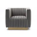 Club chair Hagen, grey, velvet, 90x88x71cm, seat height 45cm
