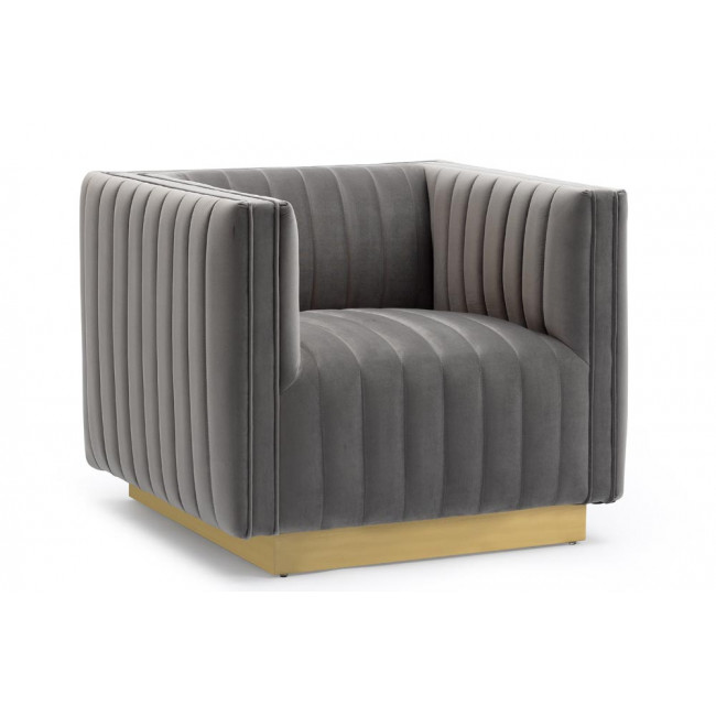 Club chair Hagen, grey, velvet, 90x88x71cm, seat height 45cm