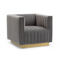 Club chair Hagen, grey, velvet, 90x88x71cm, seat height 45cm