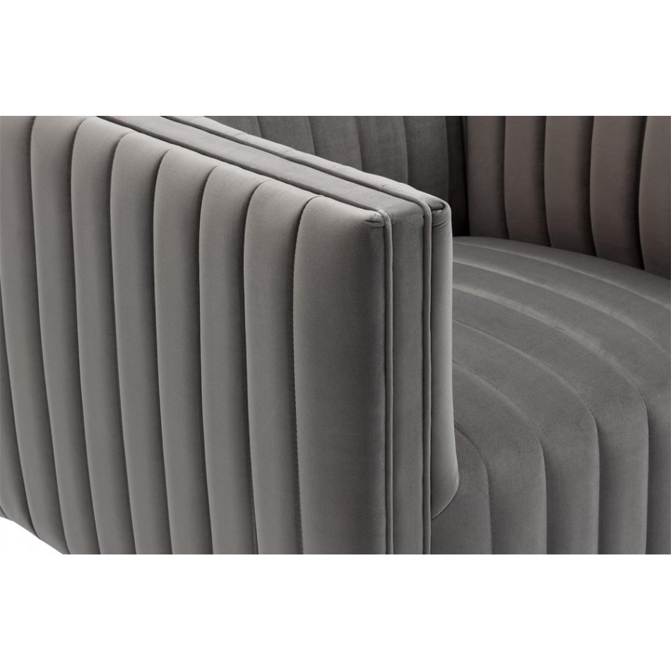 Club chair Hagen, grey, velvet, 90x88x71cm, seat height 45cm