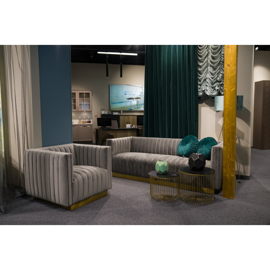 Club chair Hagen, grey, velvet, 90x88x71cm, seat height 45cm