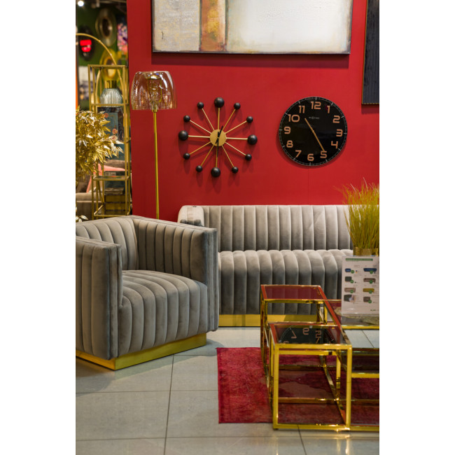 Club chair Hagen, grey, velvet, 90x88x71cm, seat height 45cm
