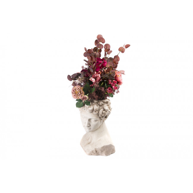 Decorative flower pot David bust, grey colour, 32.2x27.7x41.8cm