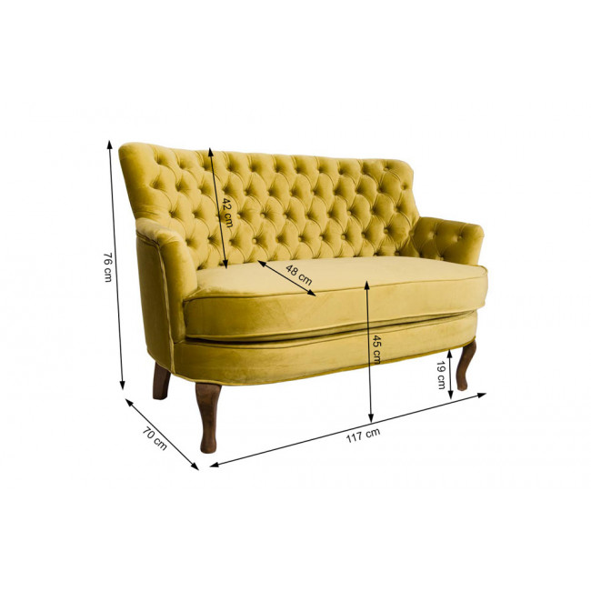 Accent Sofa Rockfort, golden, 117x71x76cm, seat height 43cm