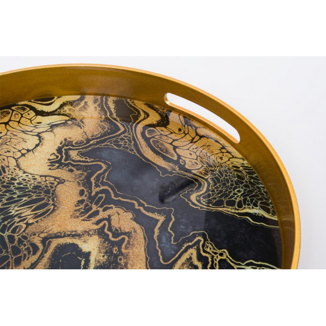 Tray, golden/black S, D33cm
