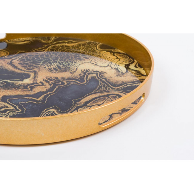 Tray, golden/black S, D33cm