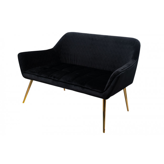 Sofa Amalfi, 2-seat, velvet black, 132x47x82cm, seat height 46cm