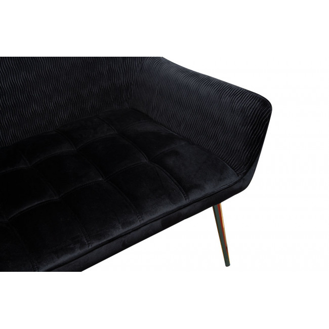 Sofa Amalfi, 2-seat, velvet black, 132x47x82cm, seat height 46cm