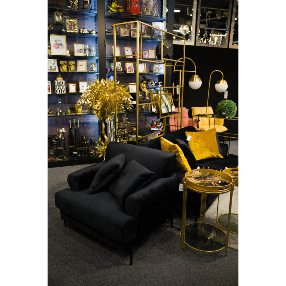 Tray, golden/black L, D38x4cm