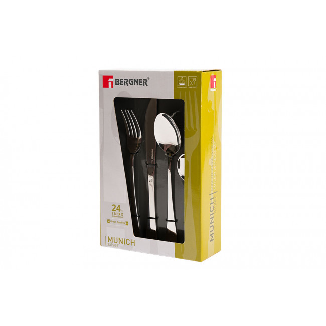 Cutlery set Munich, silver colour, shiny, for 6 pers. (24 pcs)