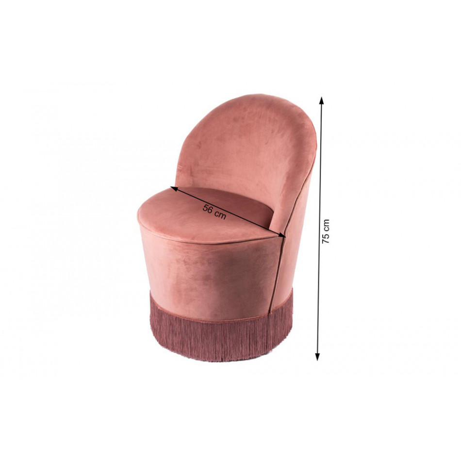 Chair Nerro, coral rose, D56x75cm, seat height 42cm