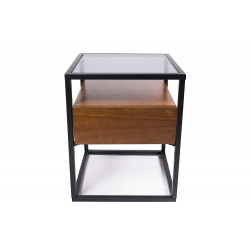 Side table Stratford, walnut wood veneer, 43x43x54cm