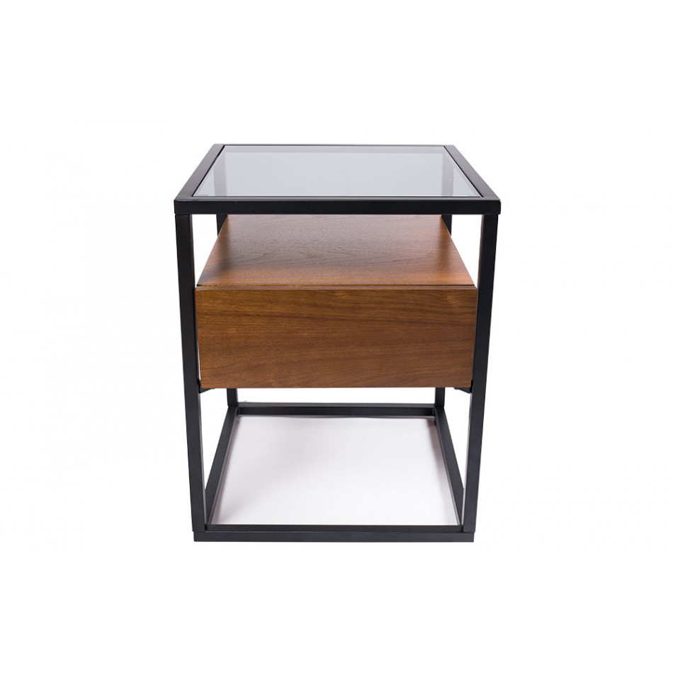 Side table Stratford, walnut wood veneer, 43x43x54cm